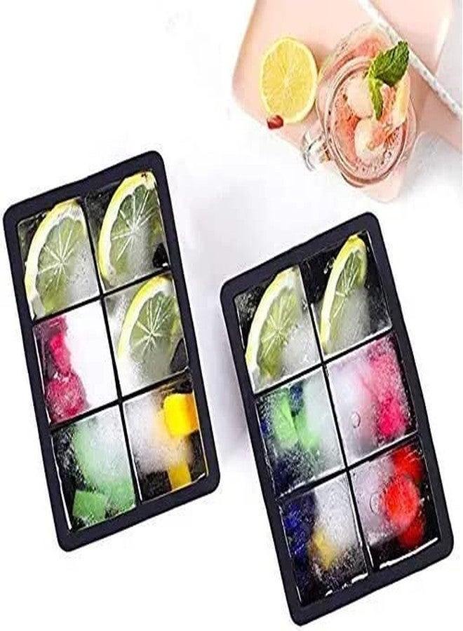 HOUSE HATCH Large Silicone Ice Cube Tray, Reusable & BPA-Free, 6-Cube Mold for DIY Drinks & Cocktails (4.5 x 6.5 Inch Tray, 2 x 2 Inch Cubes, Black) - Image 2